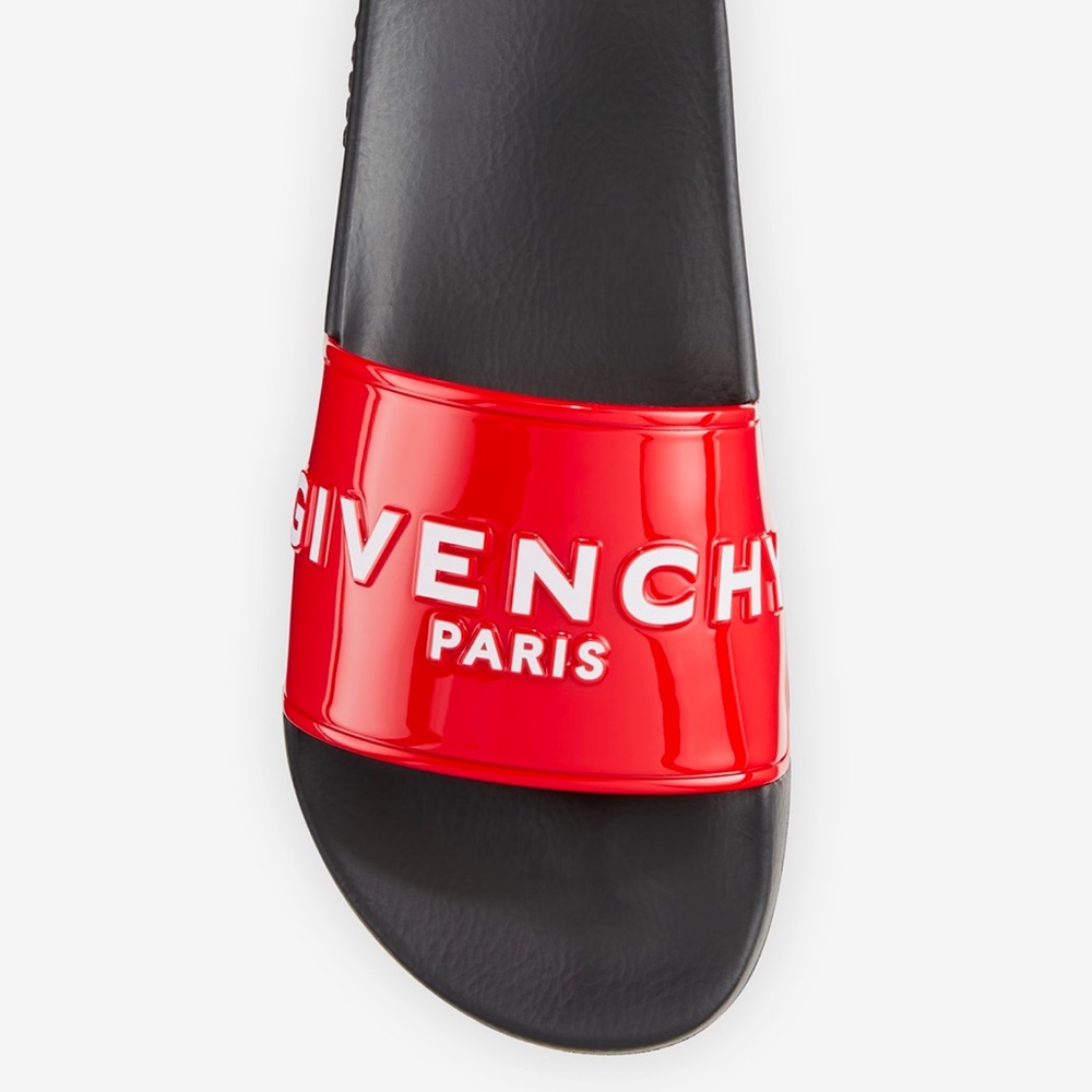 Givenchy red women’s glossy logo rubber pool slide sandals - Picture 5 of 15